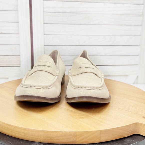 Vionic Waverly Leather Penny Loafers Cream Gold Shimmer 8 - Picture 2 of 11